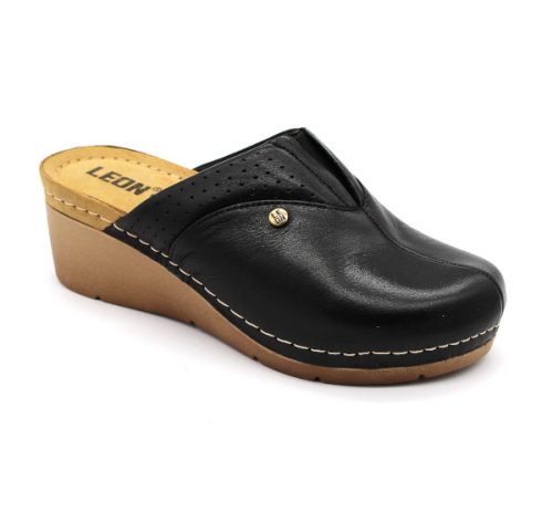 leon damen lederclogs-1002-schwarz