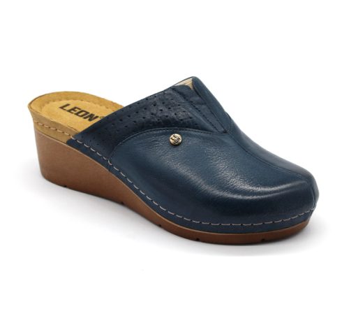 leon damen lederclogs-1002-blau