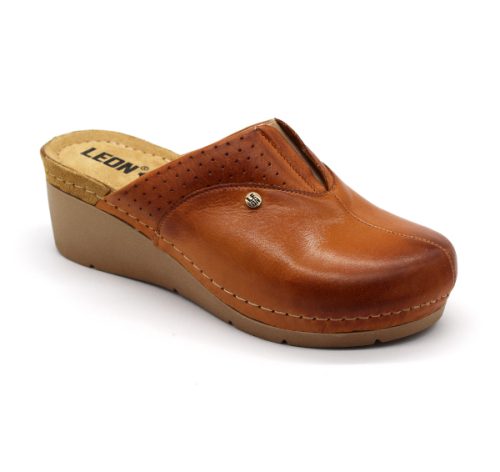 leon damen lederclogs-1002-braun