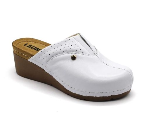 leon damen lederclogs-1002-weiss