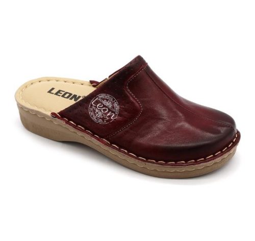 leon damen lederclogs modell 360 dunkel rot