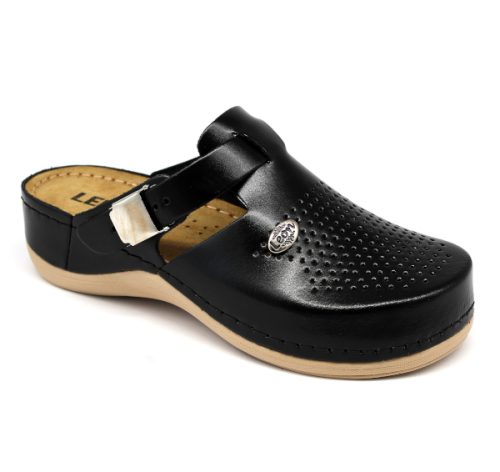 leon damen lederclog 900 schwarz