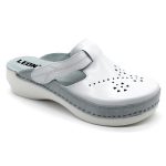 pu156 leon damen lederclog weiß