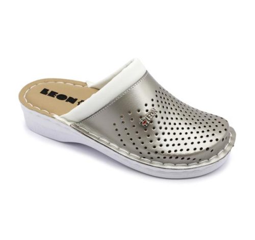 leon damen lederclogs v262 champagne